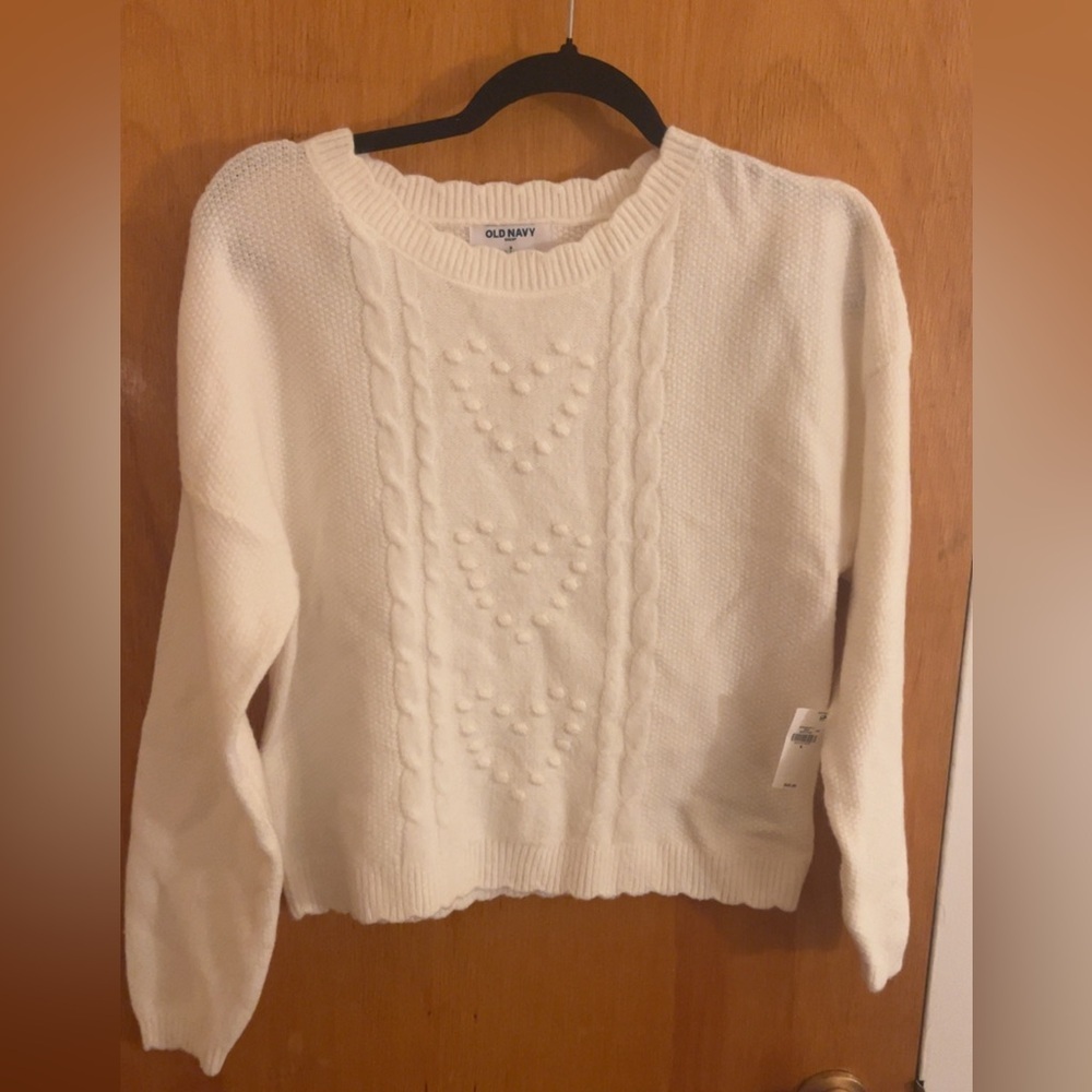 Old Navy SoSoft Bobble Heart Sweater Size S NWT Sea Salt Crew Neck Cozy - Picture 5 of 10